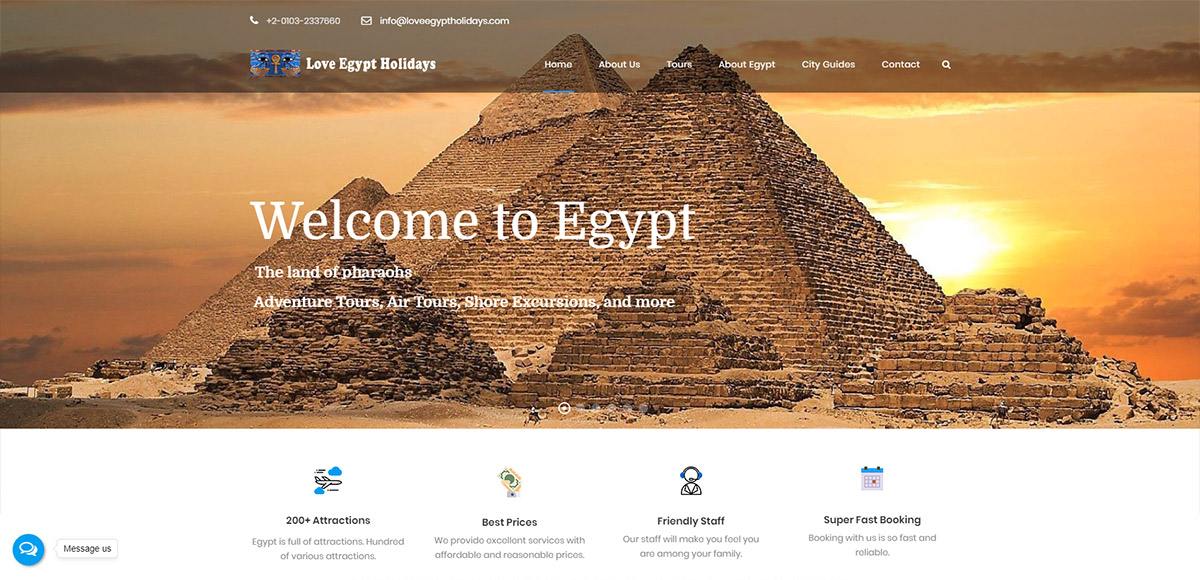 Love Egypt Tours website design by Web Track Egypt